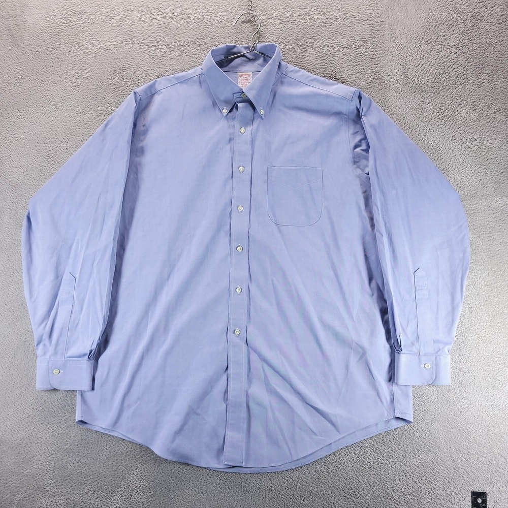 Brooks Brothers Shirt Mens 17 35 Blue Oxford Original Polo Non Iron